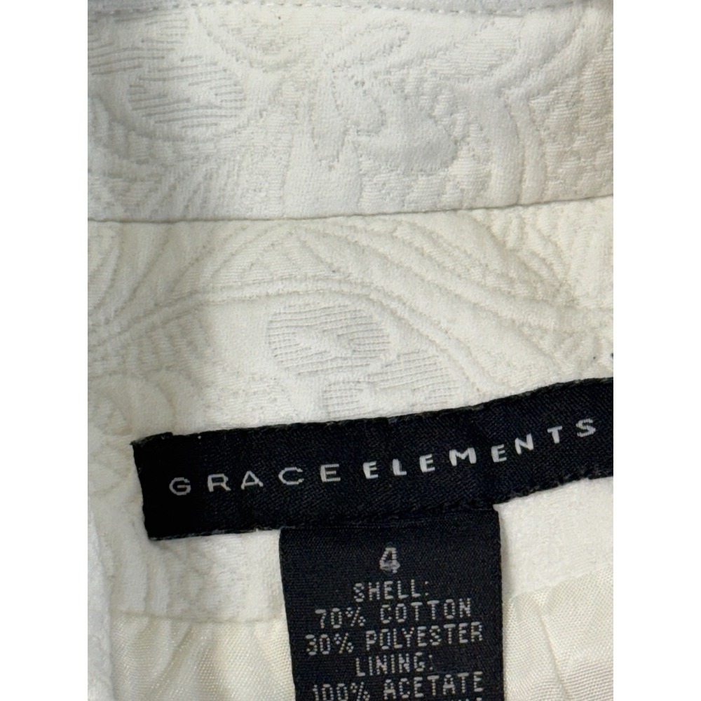 Grace Elements White Jacquard Button Front Flare … - image 7